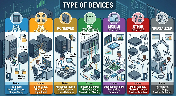 TYPE OF DEVICES yang dapat ditangani MsDOT diantaranya NAS, SAN, PC Server, PLC, mobile devices